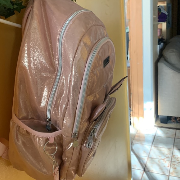 Justice Initial J Backpack Shiny Pink with Univorn Decor 3 Compartment - Picture 6 of 6